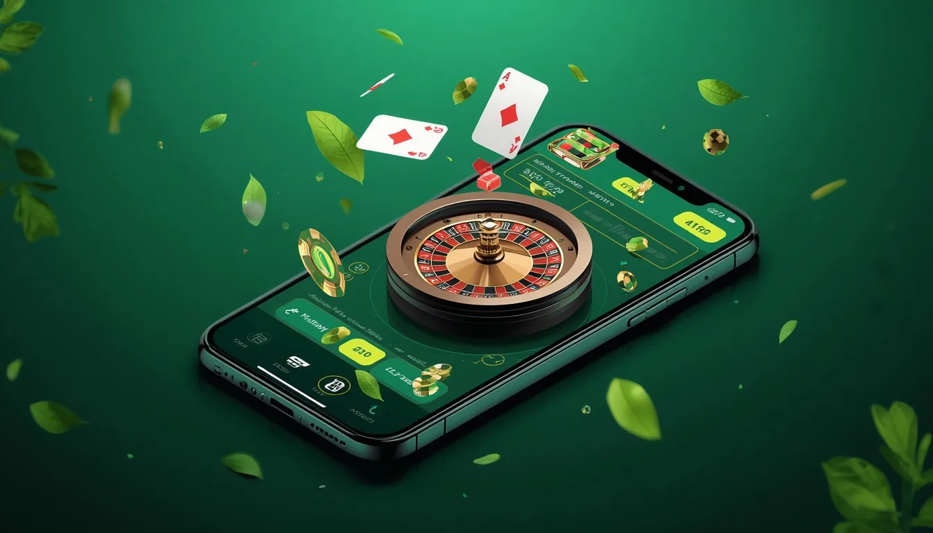 Verde Casino mobil PWA – smartphone med slots og roulette på skærmen